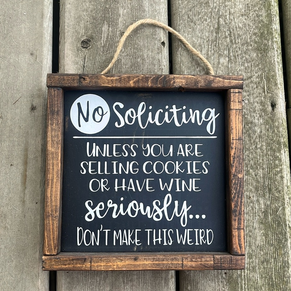 Rustic No Soliciting Sign Humorous Wine Cookies